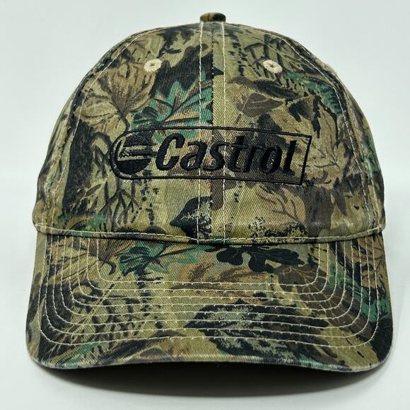 Castrol Oil Camo Hat Baseball Cap Hunting Mechanic Camouflage Green Snapback - Picture 1 of 10